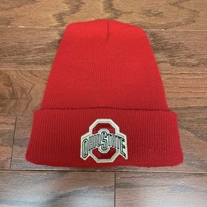 VTG Red Ohio State Acrylic Beanie  Cap Hat USA Made One Size Mens Womens Rossmor